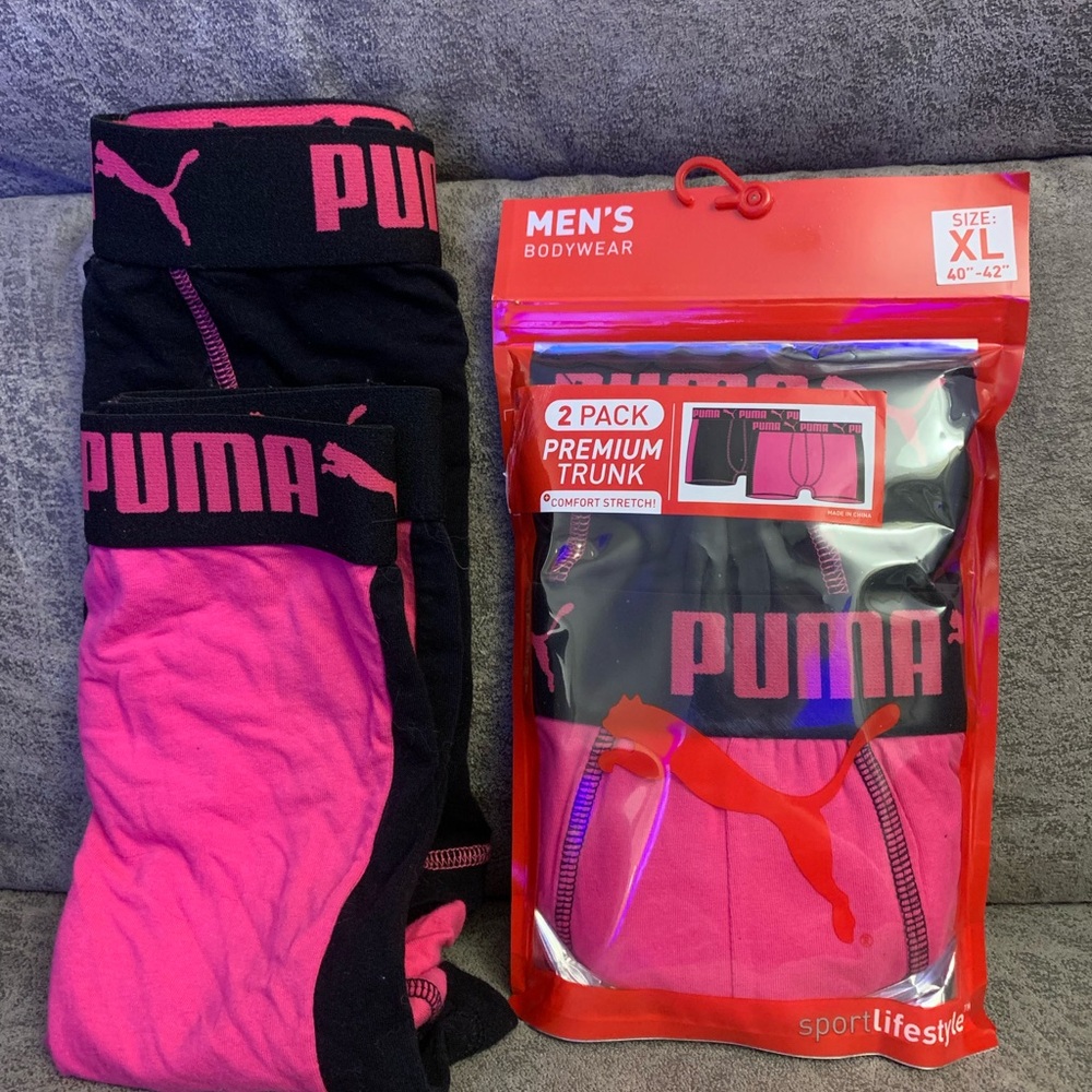 NEW MEN’S XL Puma Black and Pink Boxer Briefs (4 pairs)